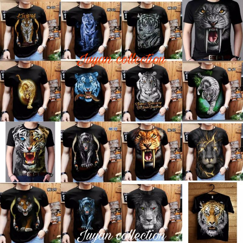  Kaos  macan 3D sablon  bahan cotton keren  Shopee Indonesia