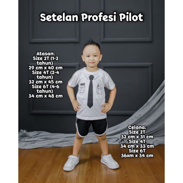 setelan anak profesi bahan kaos combet 30s (Combo)