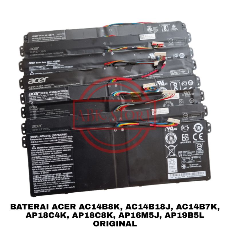 BATERAI BATTERY ACER AC14B8K AC14B7K AC14B18J AP18C4K AP18C8K AP16M5J AP19B5L AP16M4J AP19B8M ASPIRE 3 ASPIRE 5 / ONE / SWIFT 3 ORIGINAL