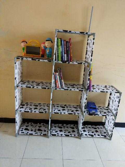 Rak Buku Portable 3 Sisi Multifungsi