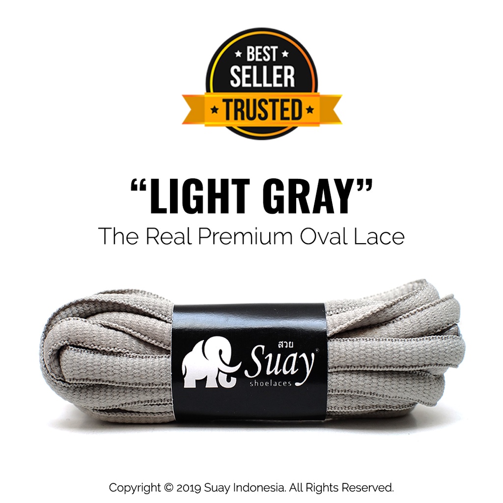 Tali Sepatu Bulat Abu Muda (Oval) Premium Shoelace Light Gray Surabaya