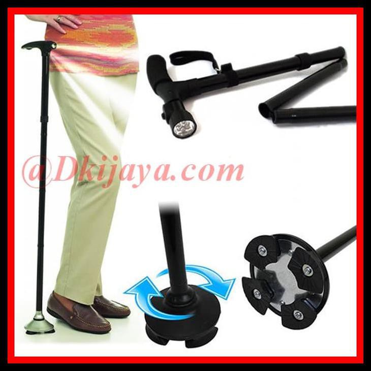 TRUSTY CANE - TONGKAT PENUNJANG KAKI ALAT BANTU JALAN MANULA + SENTER