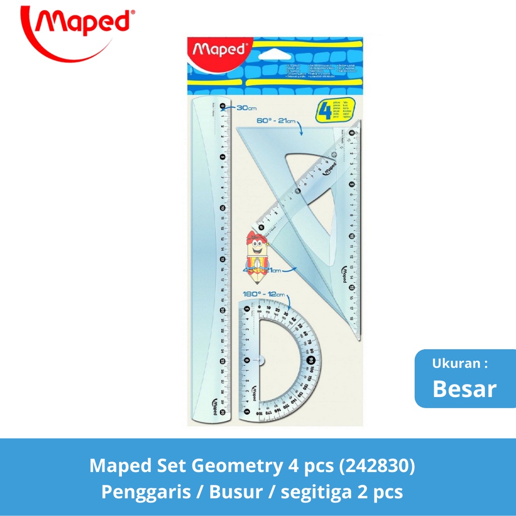 

Maped Set Geometry 4 pcs (242830) Penggaris / Busur / segitiga 2 pcs