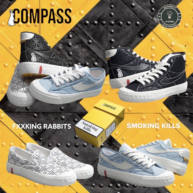 Sepatu Compass Fxxking Smoking Kills & Proto Reissue Low/High Original 100% size 36-44