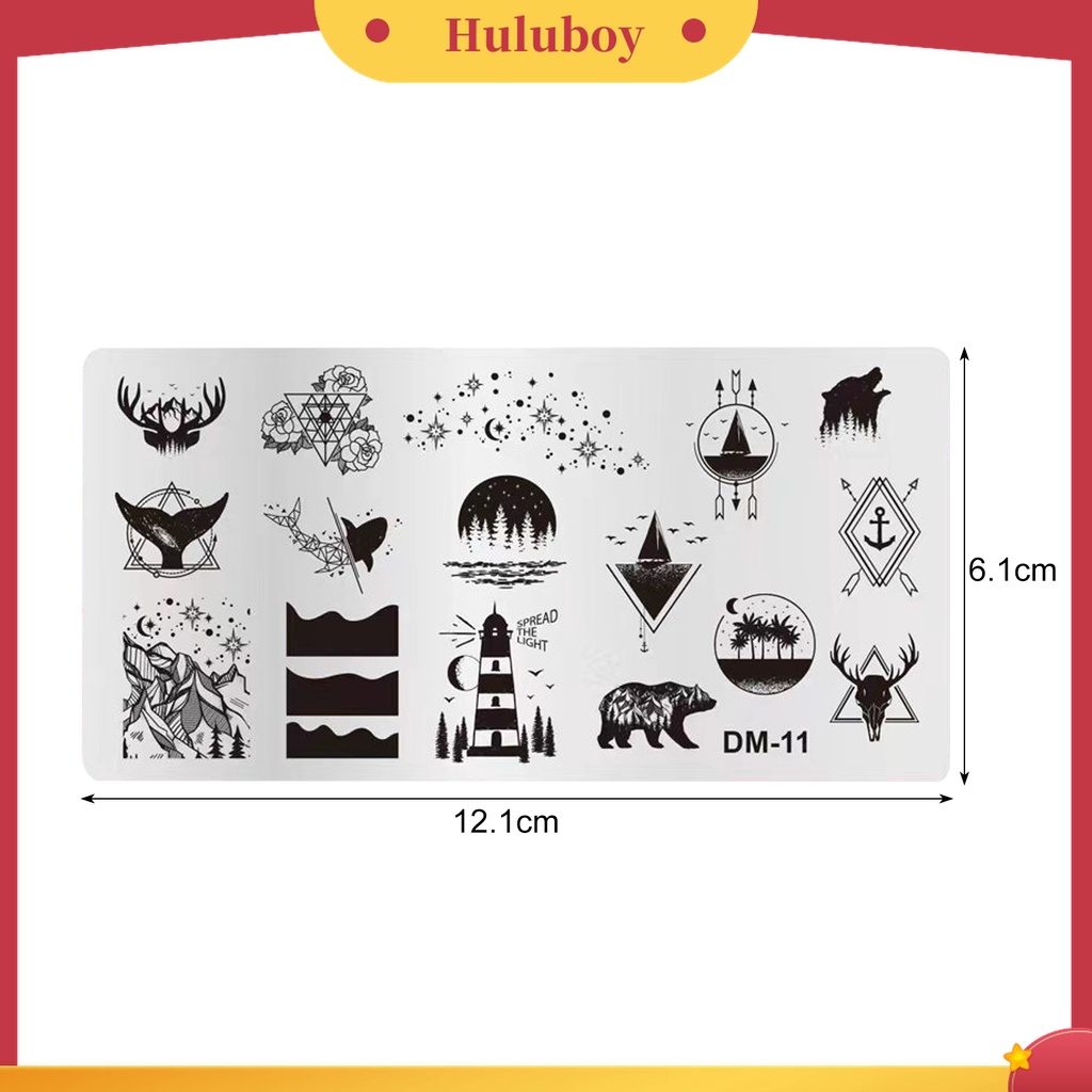 Huluboy Huluboy♡ Plat Stempel Kuku Bahan Stainless Steel Reusable Untuk Nail Art DIY