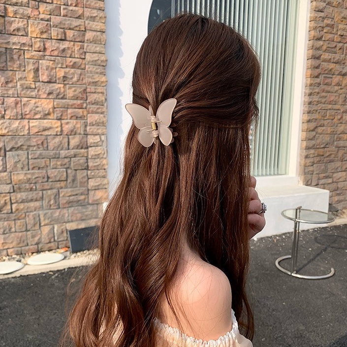 FAIRY BUTTERFLY FROSTED ACRYLIC KOREAN HAIR CLAW JAW CLIPS MINI SMALL JEPIT JEPITAN BADAI JEDAI KLIP RAMBUT KUPU-KUPU KUPU KUPU KECIL KOREA WANITA WOMEN THICK HAIR ACCESSORIES CLUTCHER CLIP ACRYLIC SOLID COLOR MEDIUM FROSTED HARICLIP