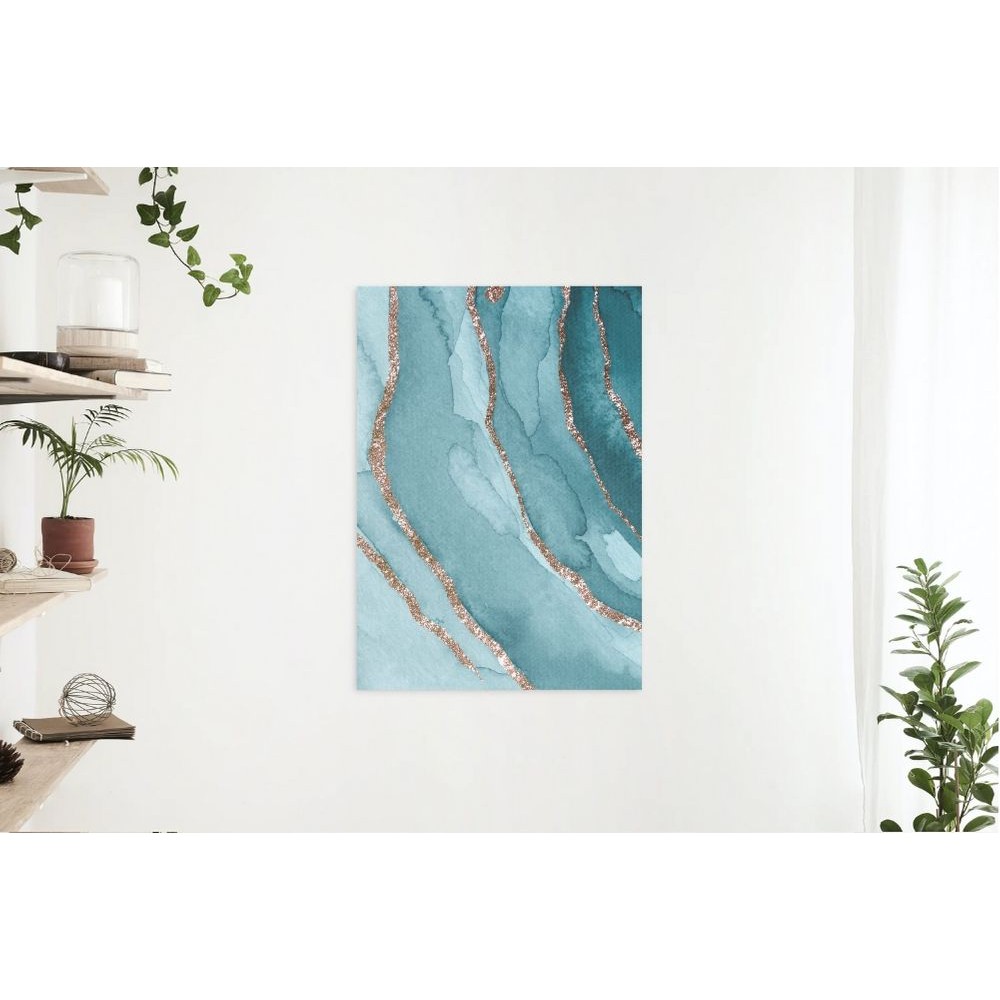 

Canvas Wall Art Deco Shimmering Teal Watercolor Textured