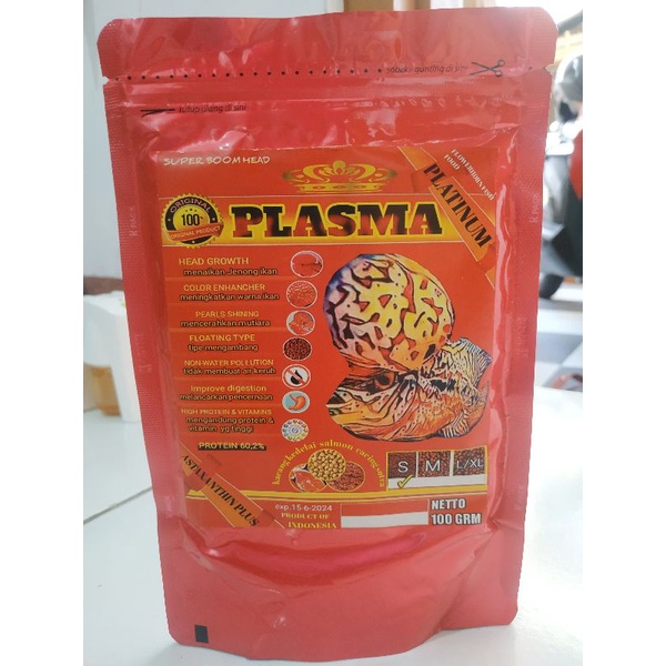 PLASMA PLATINUM CACING SUTRA PELET IKAN LOHAN Size S 100gr