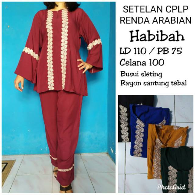Setelan Celana lengan panjang renda arabian milo Habibah Setelan Celana lengan panjang renda arabian milo Habibah