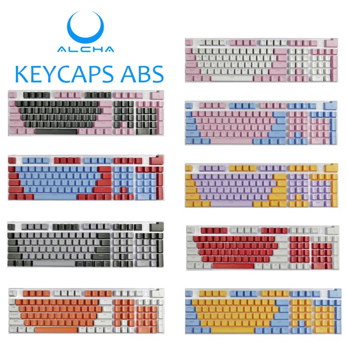 ALCHA KEYCAPS ABS DOUBLE SHOT CUSTOM MIX 2 WARNA MECHANICAL KEYBOARD - RANDOM