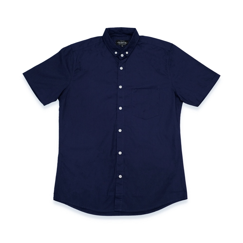 SANVANINA Kemeja Basic Navy Polos | Kemeja Pria Slimfit | Kemeja Pendek | Kemeja Formal Navy E-1464C