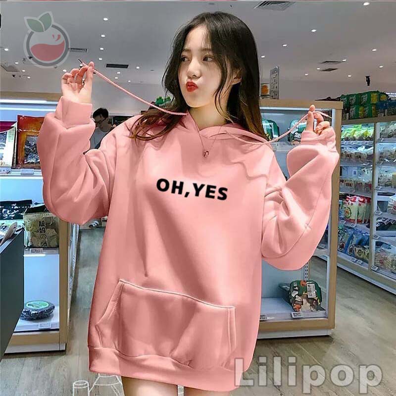 Lilipop.id Sweater Hoodie Wanita Oh Yes Jumper