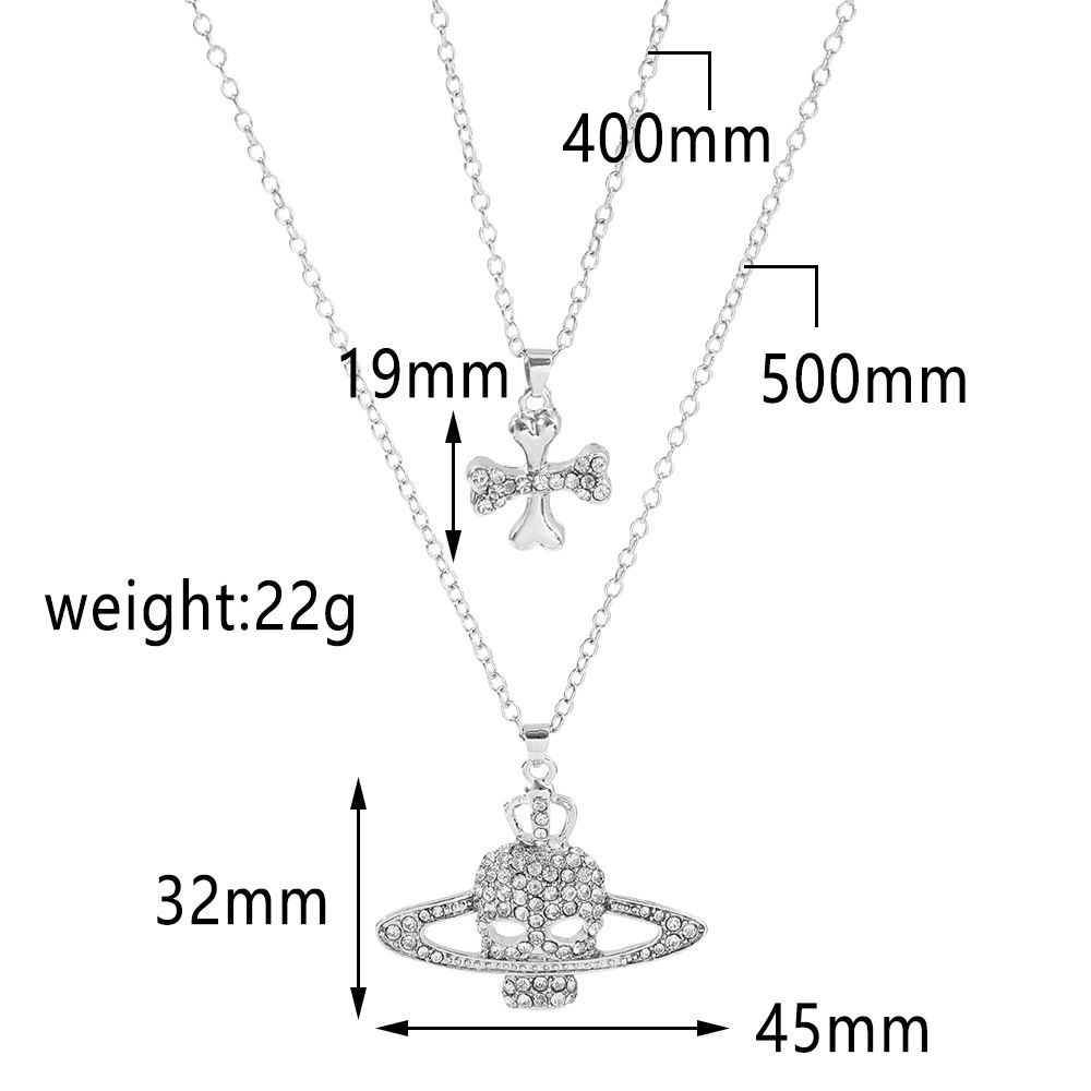 Kalung Rantai Liontin Salib Tengkorak Saturnus Burung Hantu Bahan Titanium Steel Gaya Punk Korea Untuk Pria