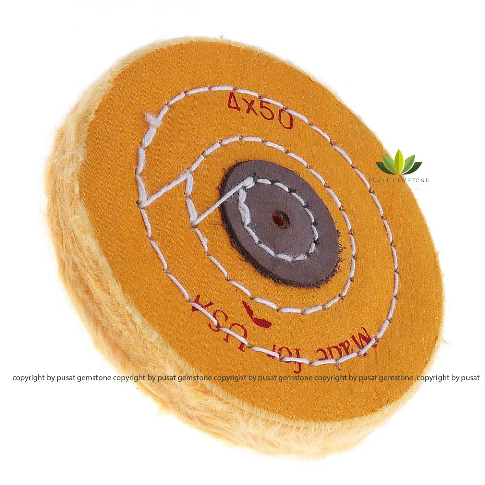 Kain Katun Polishing Roda Flanel Cermin Polishing Buffer Cotton Pad 5 Mm Lubang logam/Poles Mobil 4 Inch Berbentuk T Kuning