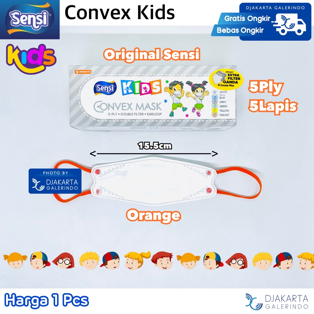 Masker Sensi Convex Kids / Sensi Convex Junior / Sensi Convex Anak 5Ply Original