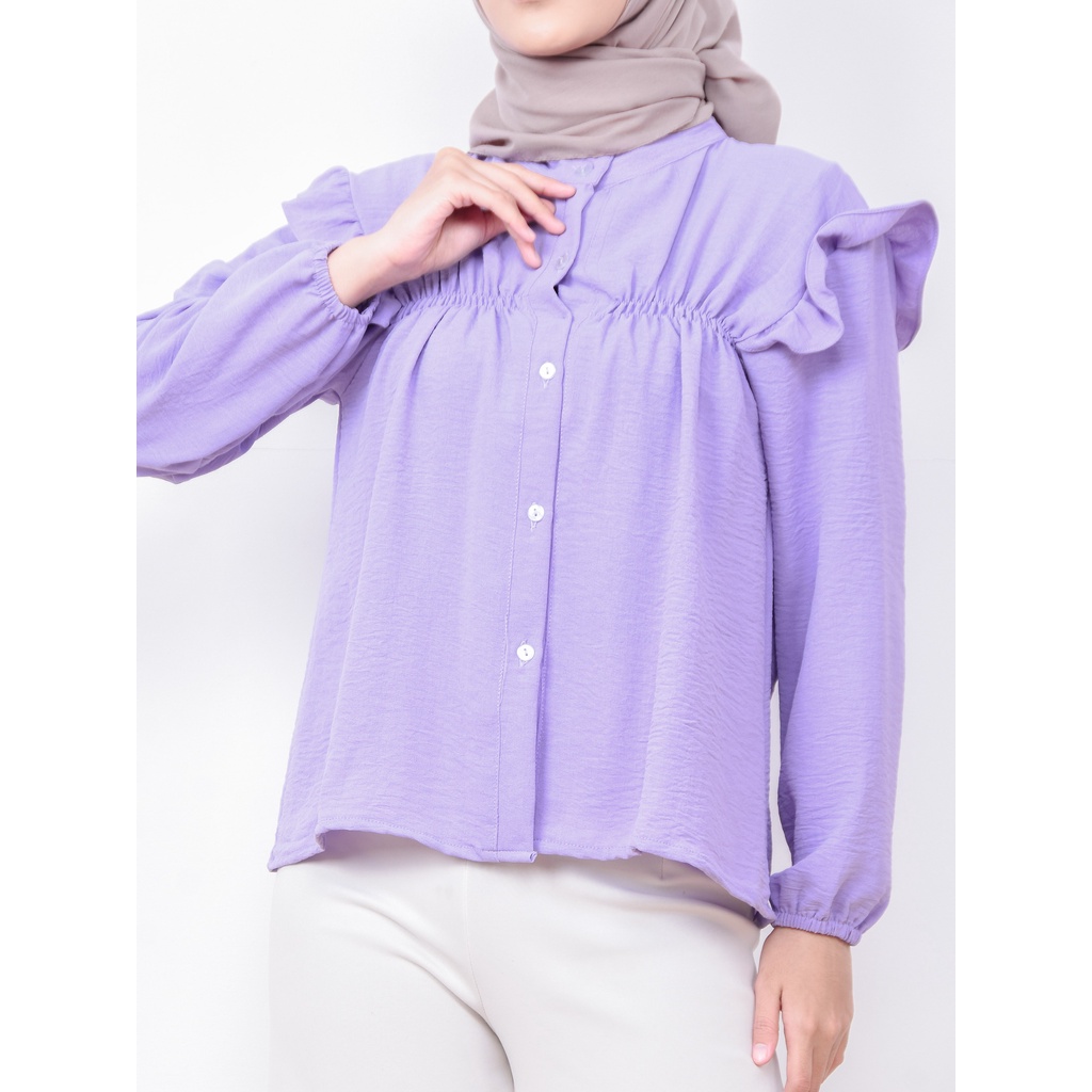 Risa Blouse - Blus Kemeja Rayon Crinkle