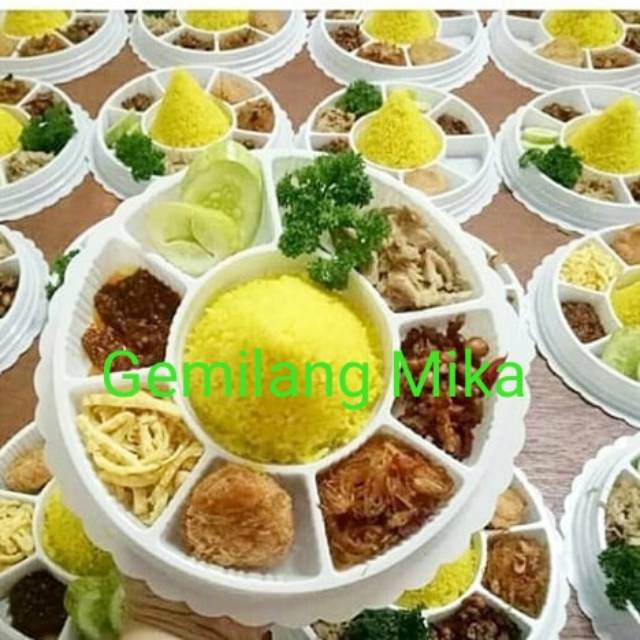 Mika tumpeng mini sekat 8 dengan 4 variasi warna( isi 10pcs)