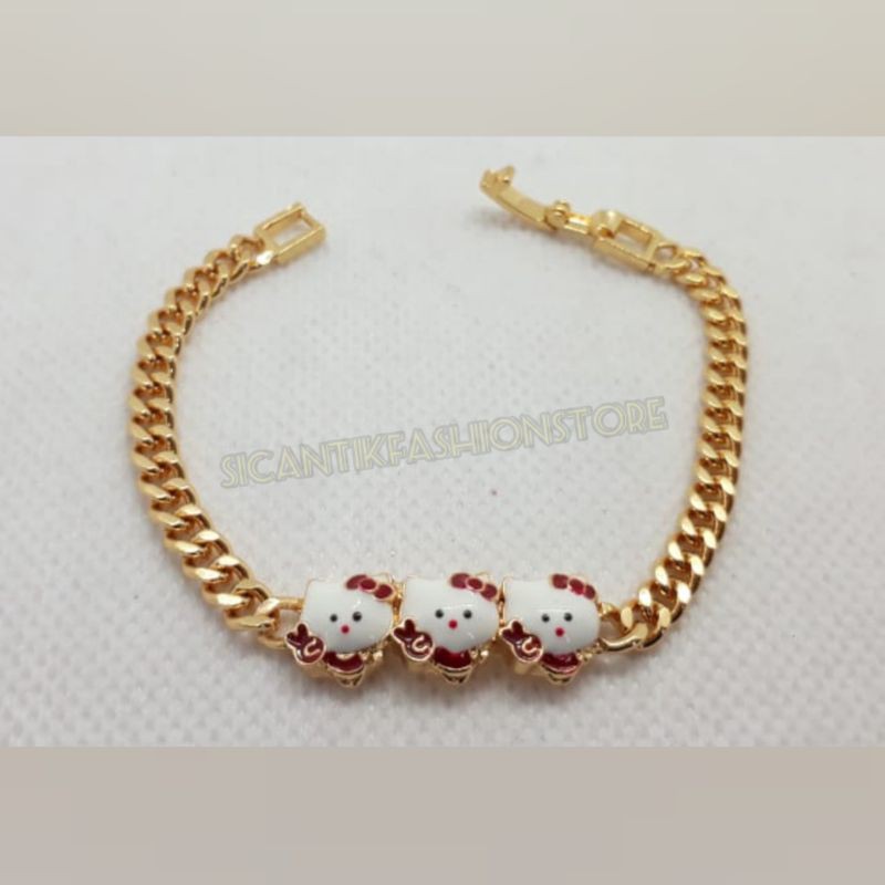 PROMO gelang titanium Perhiasan anak-anak hello Kitty terlaris anti Karat lapis emas tidak luntur