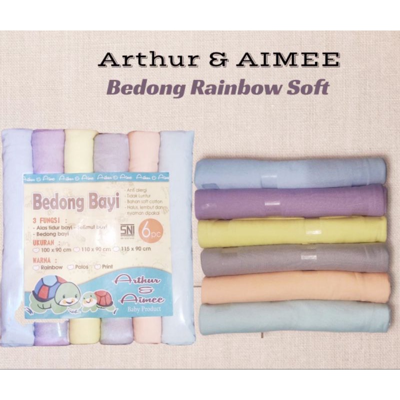 6 in1 Bedong Bayi  ARTHUR Warna Motif Boneka/Warna Polos Size 90x100 Bahan Kaos Lembut  Dan Halus