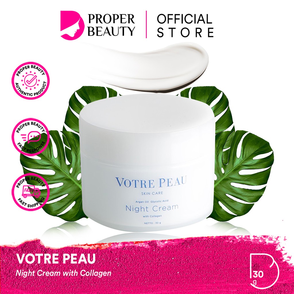 VOTRE PEAU Night Cream With Collagen Indonesia / Skin Care Argan Oil / Cleanser Toner Serum Essence