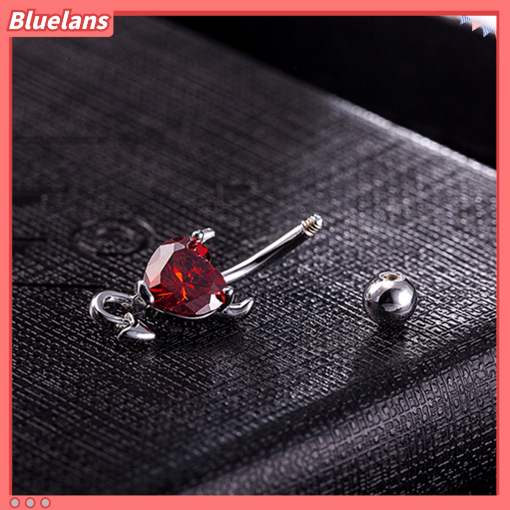 Bluelans Fashion Sexy Heart Shape Navel Belly Button Ring Rhinestone Body Piercing Jewelry