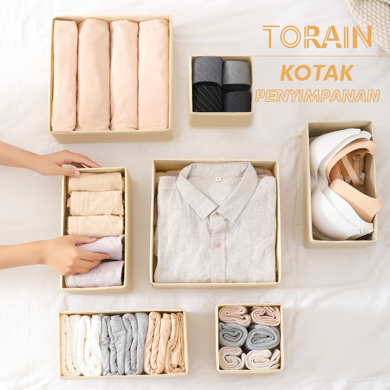 TORAIN Kotak Penyimpanan Tas Pakaian Dalam &amp; Aksesoris Pakaian 6Pcs Lemari baby Penyelenggara Rumah Organizer Box