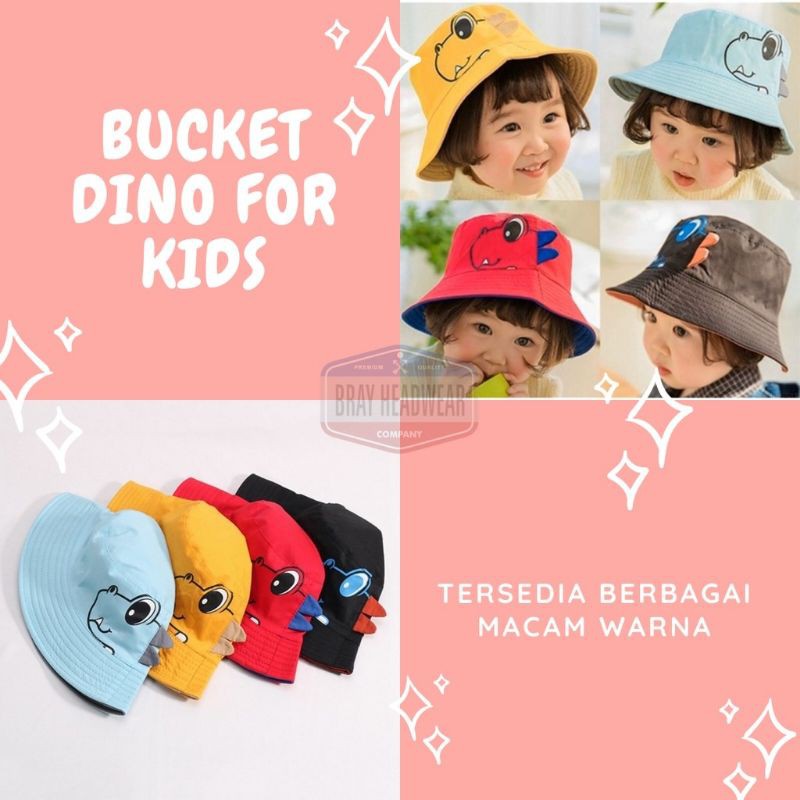 Topi BADAS DINOSAURUS DINO BUCKET bundar motif anak dewasa