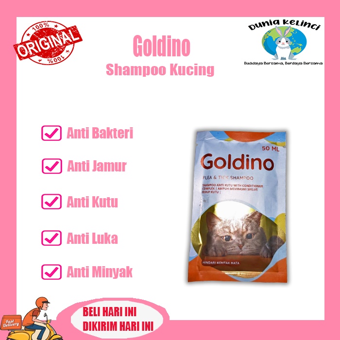 shampoo kucing goldino 50 ml shampo premium anti kutu kucing