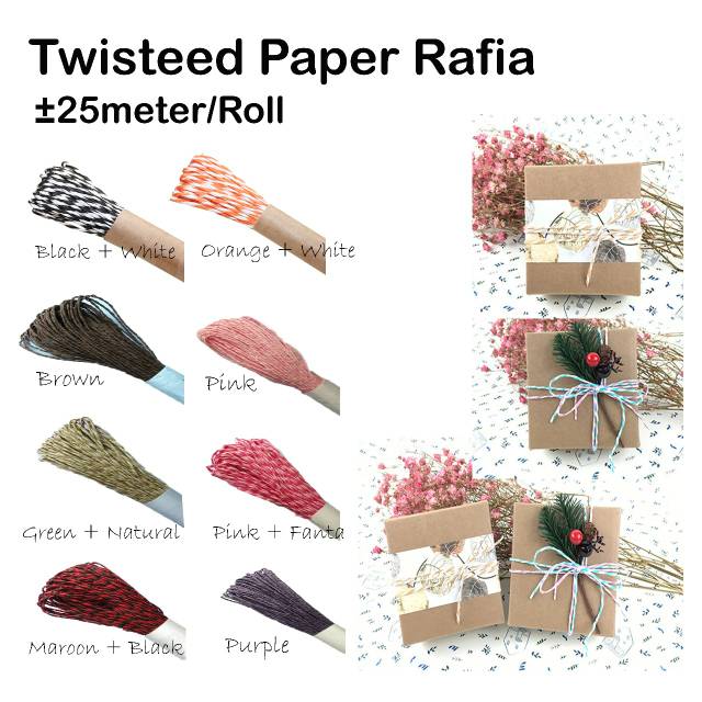 Twisted Paper Rafia tali dekorasi undangan rope Twisted Paper Rafia tali dekorasi undangan rope