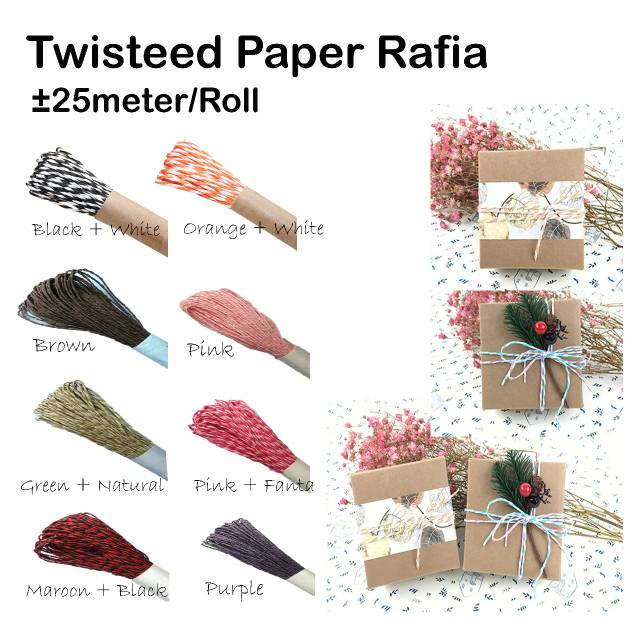 Twisted Paper Rafia tali dekorasi  undangan  rope 