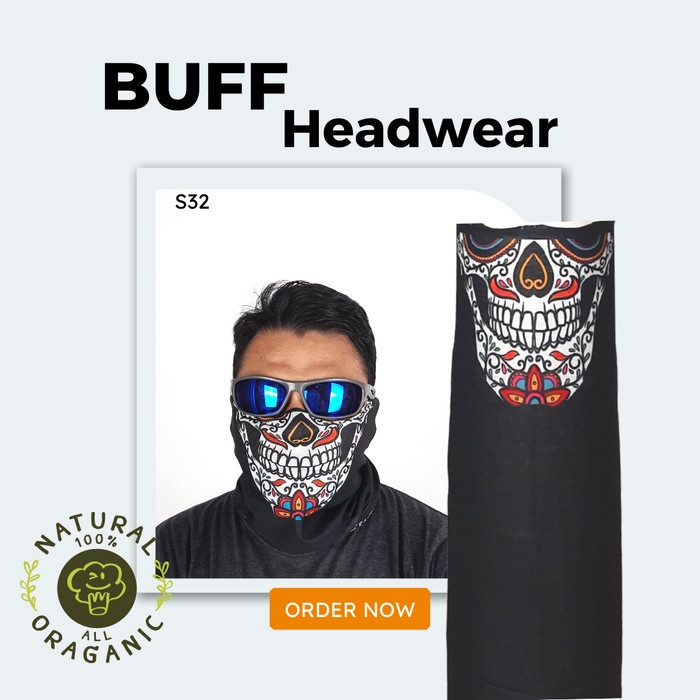 Buff Headwear super stretch adem Headwear Elastis S32 Tengkorak 7