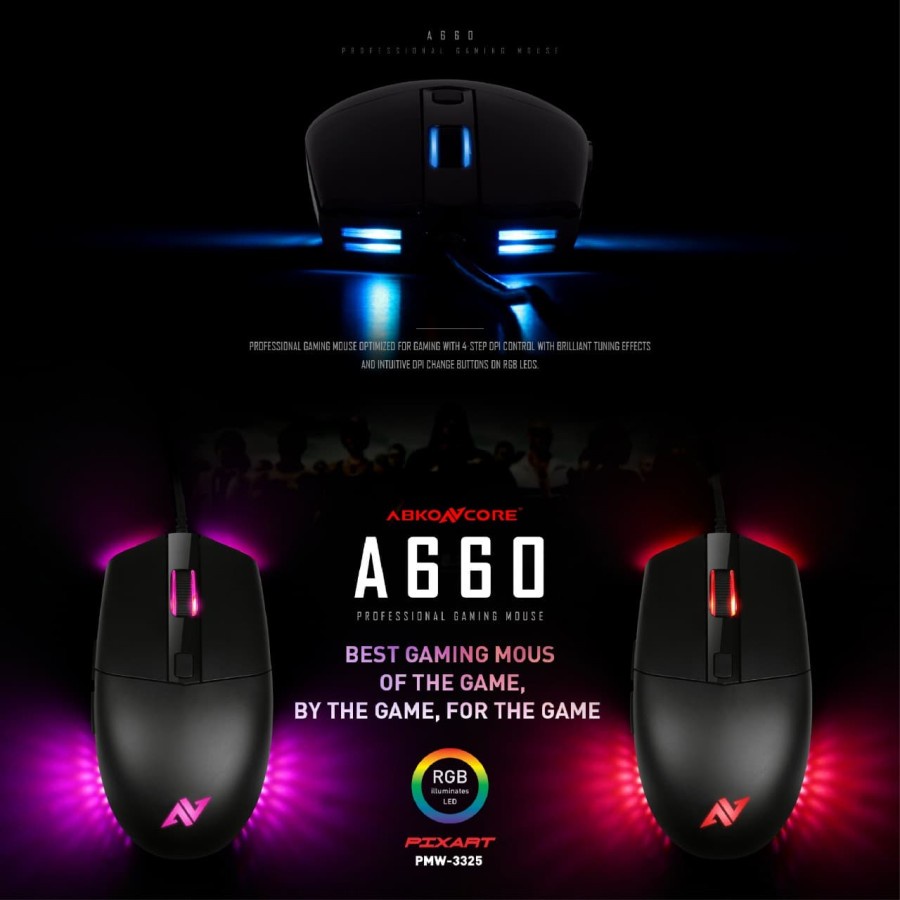 Mouse ABKONCORE A660 - USB RGB Gaming Mouse AbKoncore A-660 10.000Dpi