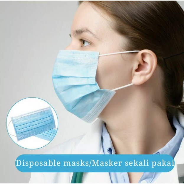 MASKER 3PLY 50PCS | MASKER EARLOOP ISI 50 PCS KESEHATAN SEKALI PAKAI 3 LAPIS MURAH SEKALI PAKE GRATIS ONGKIR BISA COD