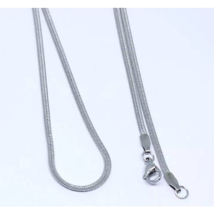 Kalung Anti Karat-Asli 100% Kalung Titanium Stainless Steal-Kalung Kotak Persegi Panjang 45 50 60cm-Kalung Gepeng Warna Gold Silver-Kalung Pipih-Kalung Belut-Kalung Petak Cocok Untuk Pria Wanita-Kalung Liontin Trend 2021