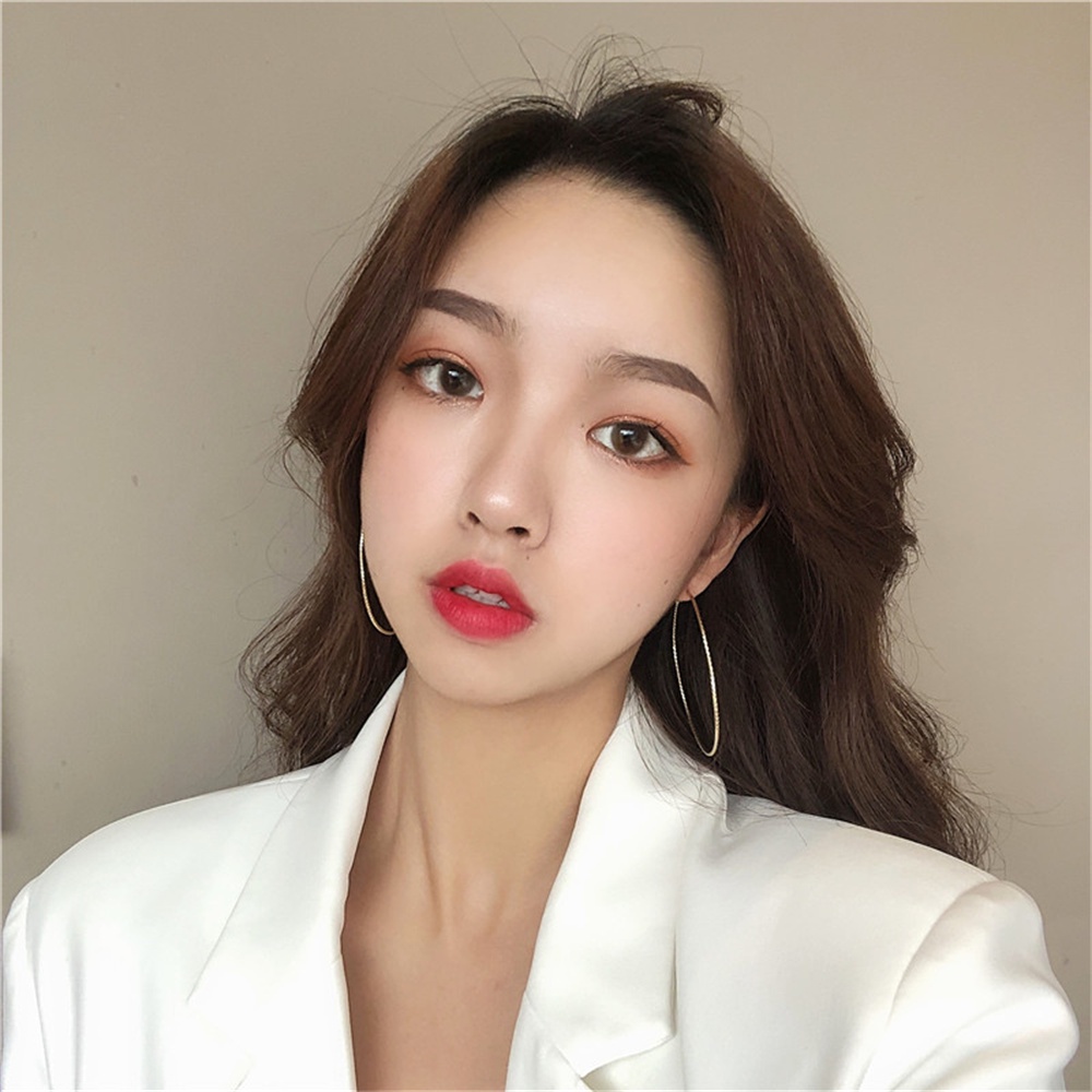 【COD Tangding】Korea Exaggerated Large Circle Earrings Simple Fashion Thin Circle Earrings