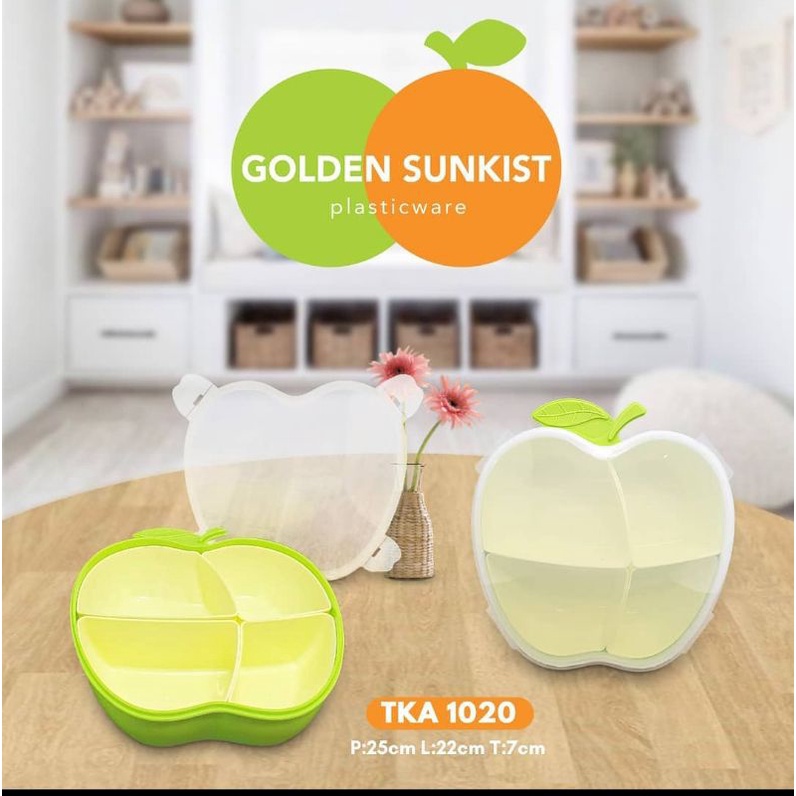 tempat kacang model apel wadah Snack 4 sekat golden Sunkist tka1020