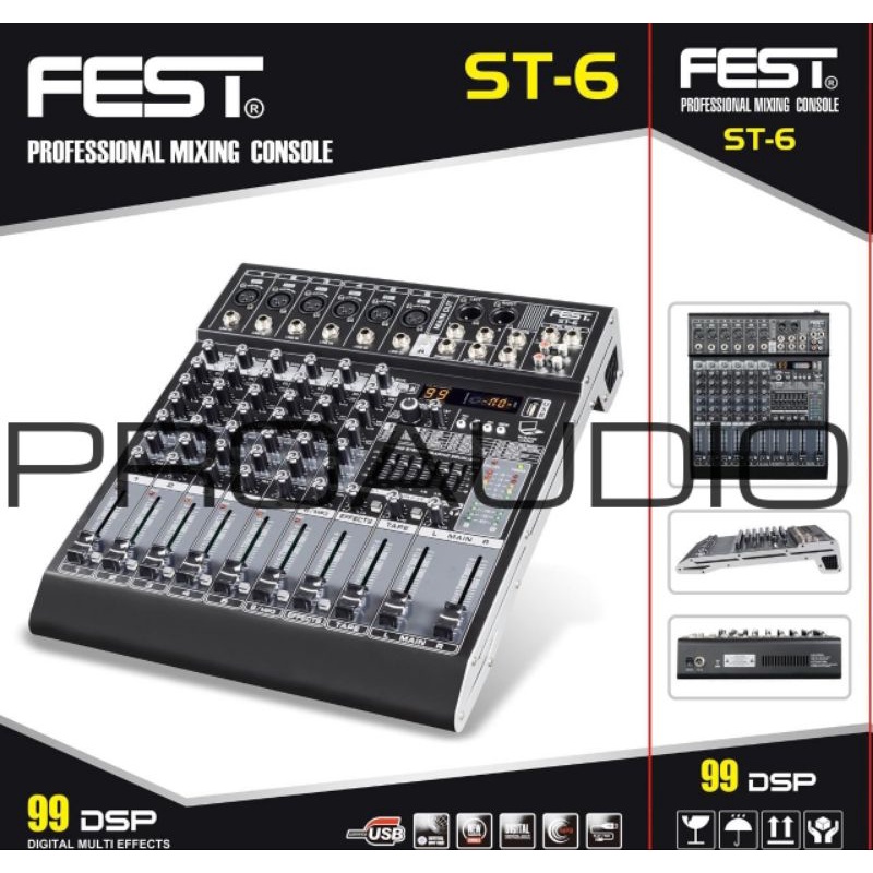 Mixer Audio FEST ST-6 / ST 6 / ST6 Original 6 Channel Garansi 1 Tahun