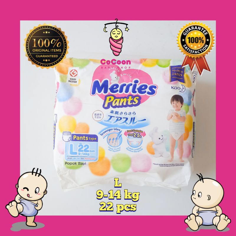 Popok Bayi Merries Premium Pants L22 L 22 Tipe Celana