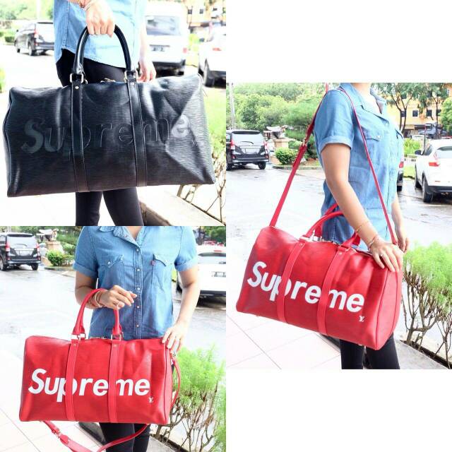Sisa hitam🔥 Lv* supreme Travel Bag Semprem