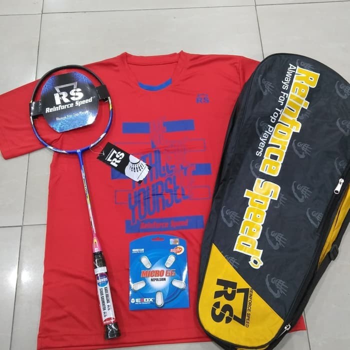 Raket Badminton Rs Metric 10 Komplit Tas Senar Kaos Grip Original