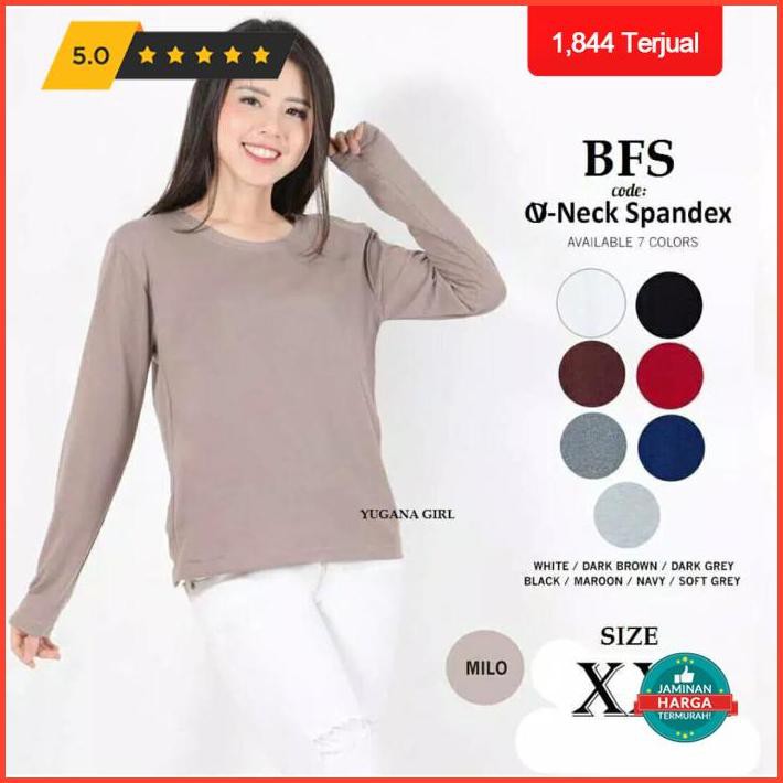 Kaos Polos Lengan Panjang Wanita / T-Shirt Polos Combed 28S Wanita - Merah, L Premium