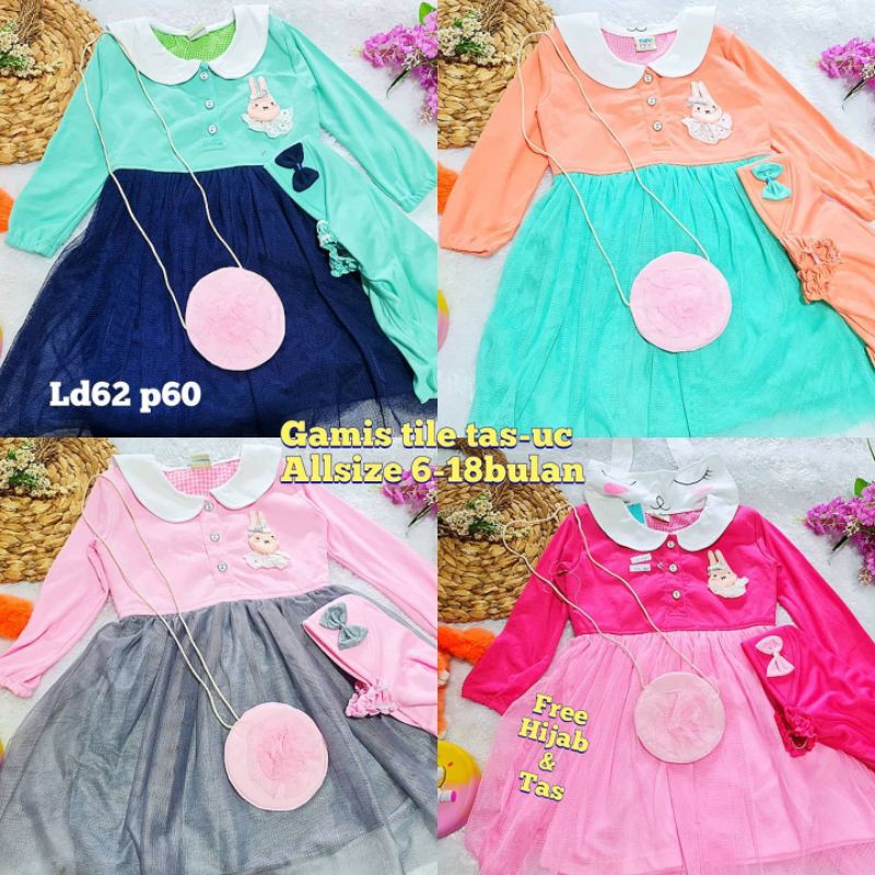 gamis tile tas dress gamis anak perempuan free hijab