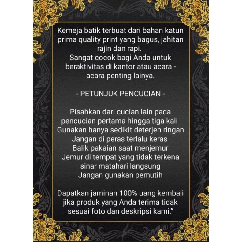 Kemeja Batik Pria Lengan Pendek Atasan Baju Hem Batik Motif Clurit
