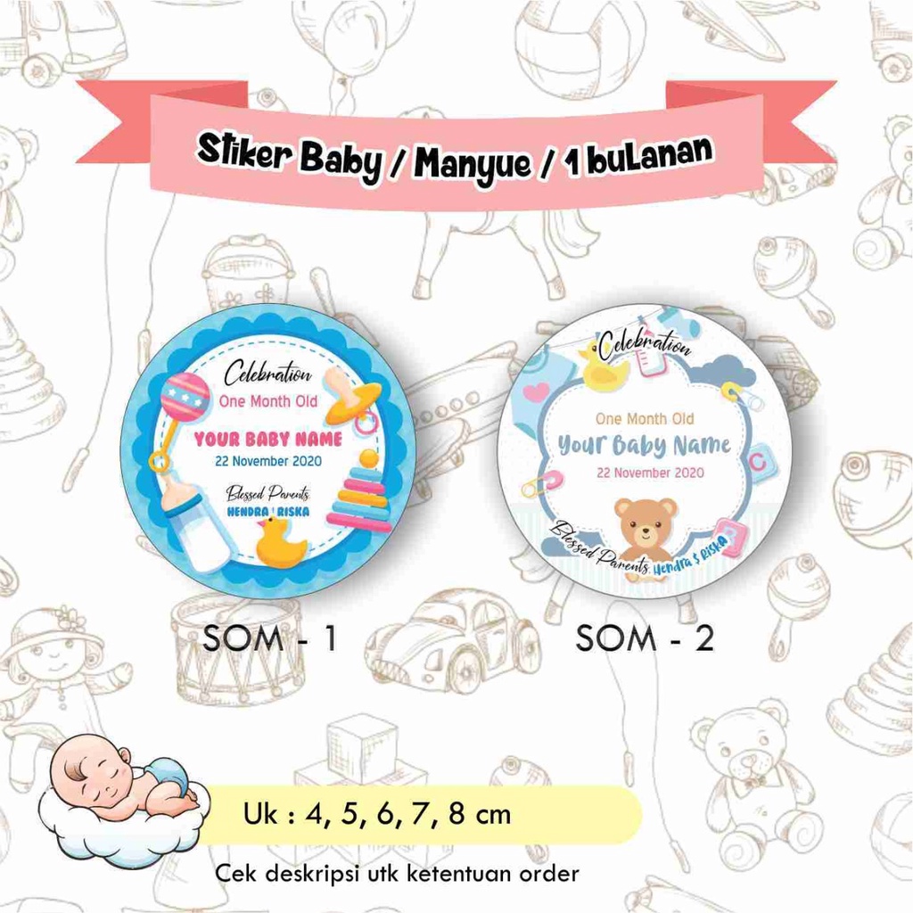 

Stiker Baby / Stiker Manyue Cromo / Stiker one month / Stiker 1 bulanan / Stiker Aqiqah