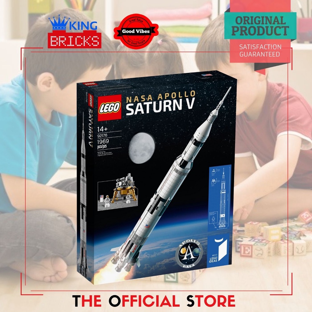 LEGO Original IDEAS 92176 NASA Apollo Saturn V - Mainan Anak Ide Kreatif Koleksi Roket Antariksa