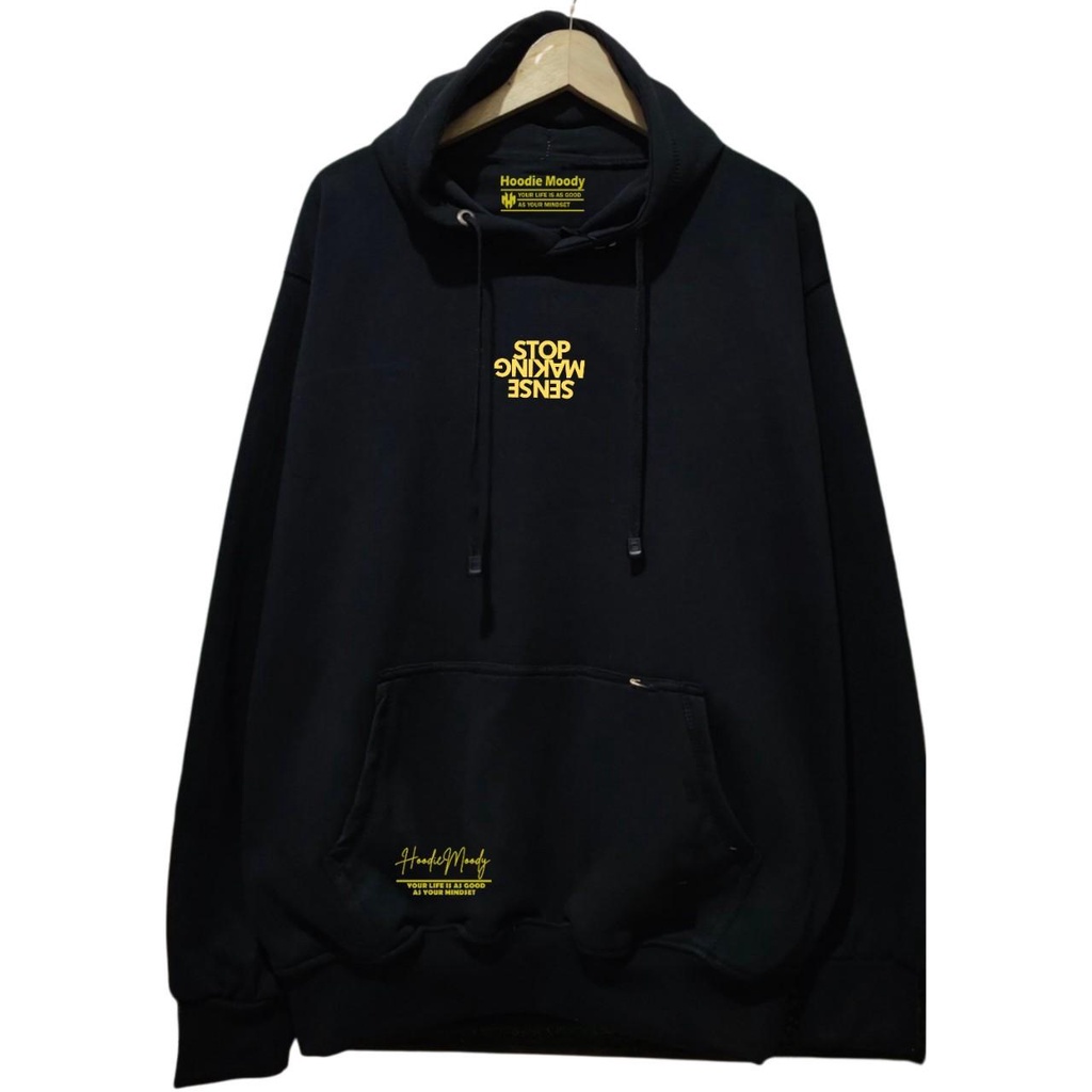 sweater hoodie pria distro warna hitam botol cream putih ukuran m l xl xxl   cowok tebal lembut  aes