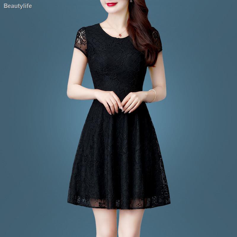 blue and black lace dress