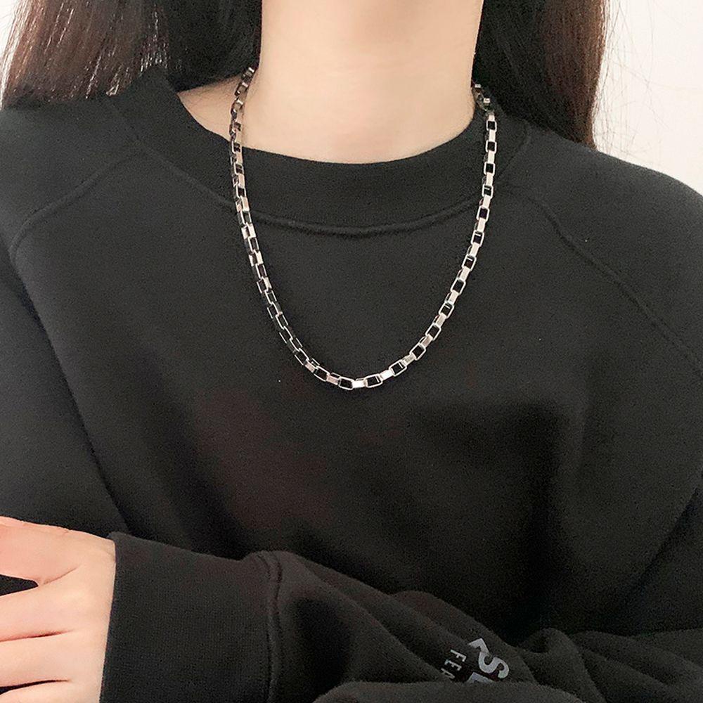 NEEDWAY Kalung Rantai Pria Trendi Vintage Hiphop Pasangan Jalan Perhiasan Leher Baja Titanium