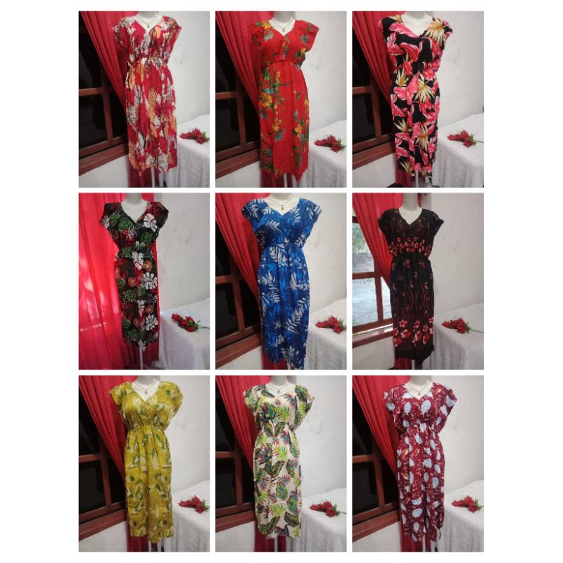 DASTER BATIK DRESS BALI MURAH MANOHARA MOTIF KEKINIAN BAHAN RAYON PREMIUM UKURAN JUMBO XL LD 105