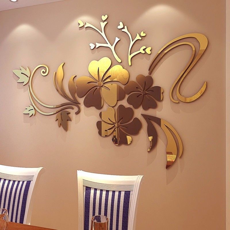 Hot Sale/Removable 3D Mirror Flower Art Stiker Dinding Acrylic Mural Decal Dekorasi Kamar Rumah